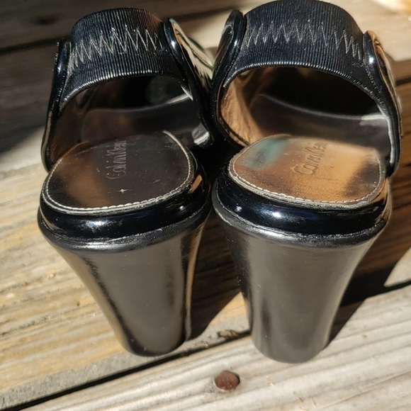 Calvin Klein patent wedge peep toe slingbacks - Picture 5 of 6